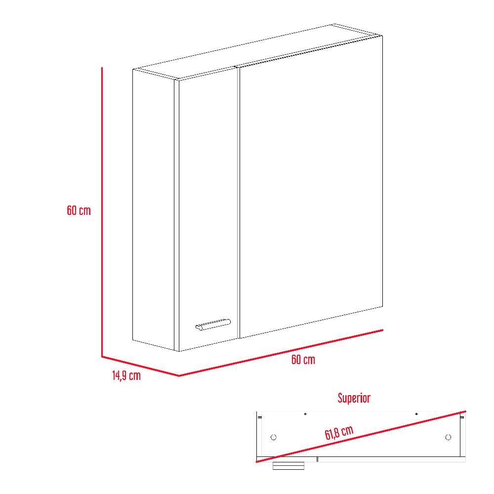 Gabinete Sines Gales y Duna 60 cm con Dos Puertas y Espejo - Gabinetes | Bylmo