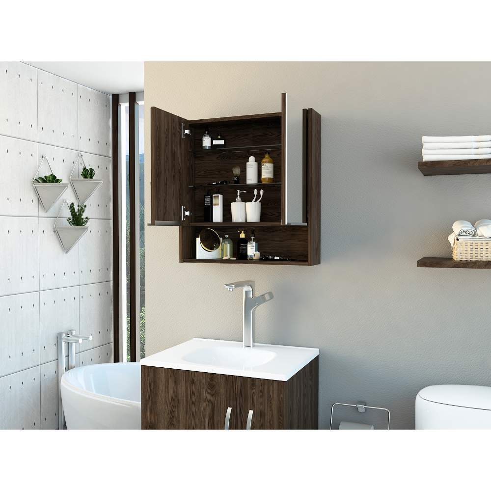 Gabinete Jaspe Coñac 60 cm con Dos Puertas y Espejo - Gabinetes | Bylmo