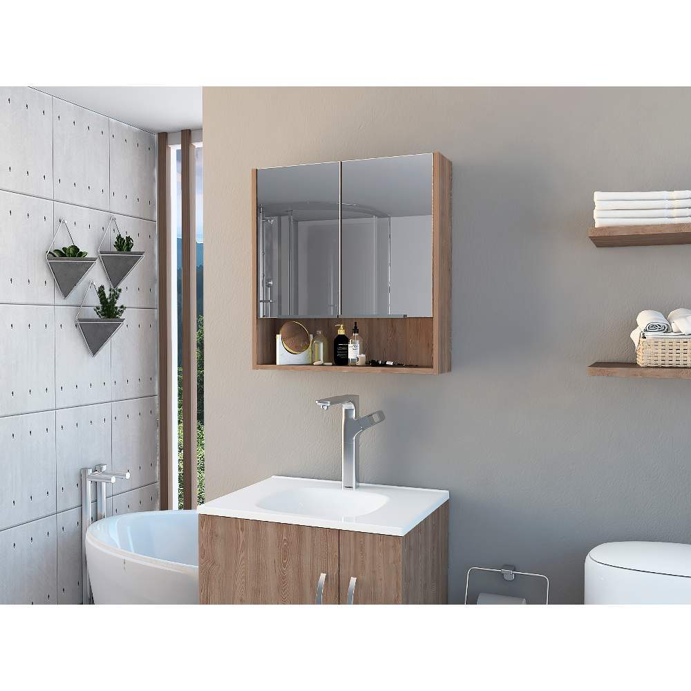 Gabinete Jaspe Miel 60 cm con Dos Puertas y Espejo - Gabinetes | Bylmo