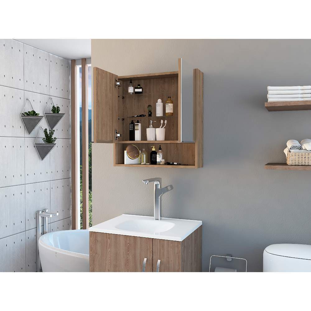 Gabinete Jaspe Miel 60 cm con Dos Puertas y Espejo - Gabinetes | Bylmo