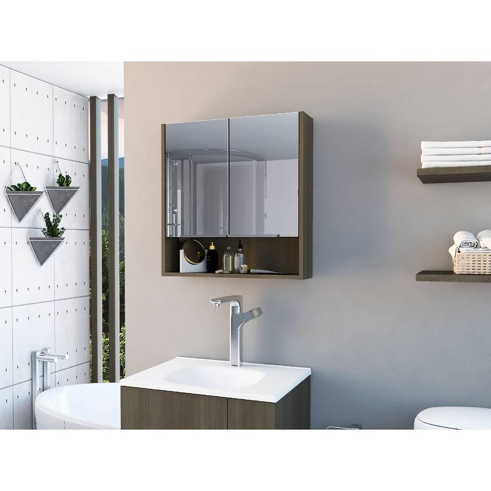 Gabinete Jaspe Olivo 60 cm con Dos Puertas y Espejo - Gabinetes | Bylmo