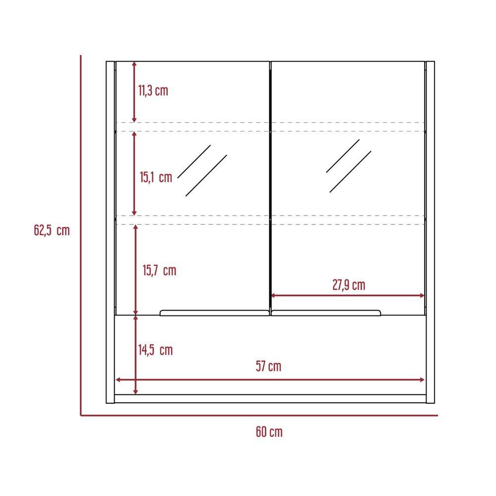 Gabinete Jaspe Olivo 60 cm con Dos Puertas y Espejo - Gabinetes | Bylmo