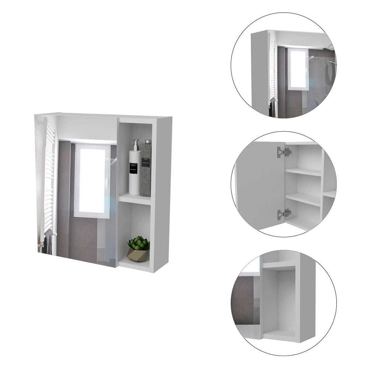 Gabinete de Baño Labelle Plus Blanco 45x49.7cm Cuadrado con Espejo y con Tres Entrepaños - Gabinetes | Bylmo