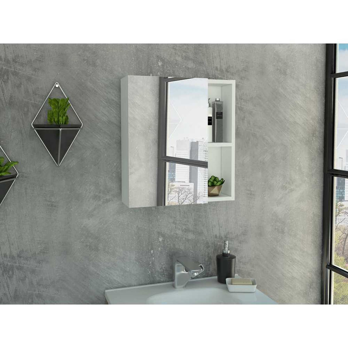Gabinete de Baño Labelle Plus Blanco 45x49.7cm Cuadrado con Espejo y con Tres Entrepaños - Gabinetes | Bylmo