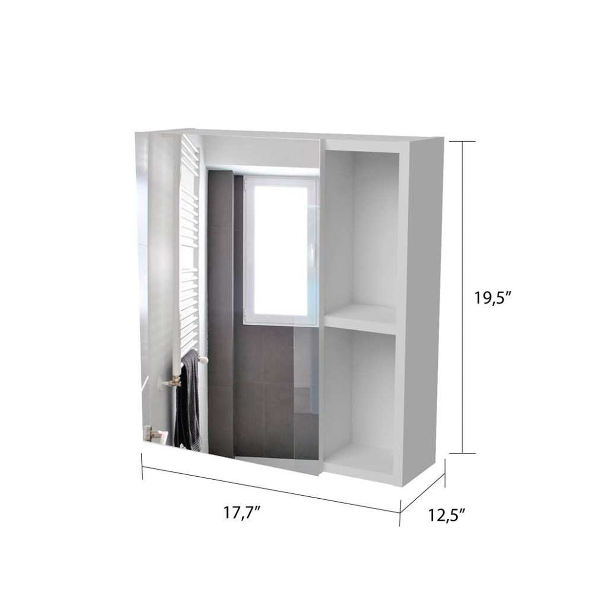 Gabinete de Baño Labelle Plus Blanco 45x49.7cm Cuadrado con Espejo y con Tres Entrepaños - Gabinetes | Bylmo