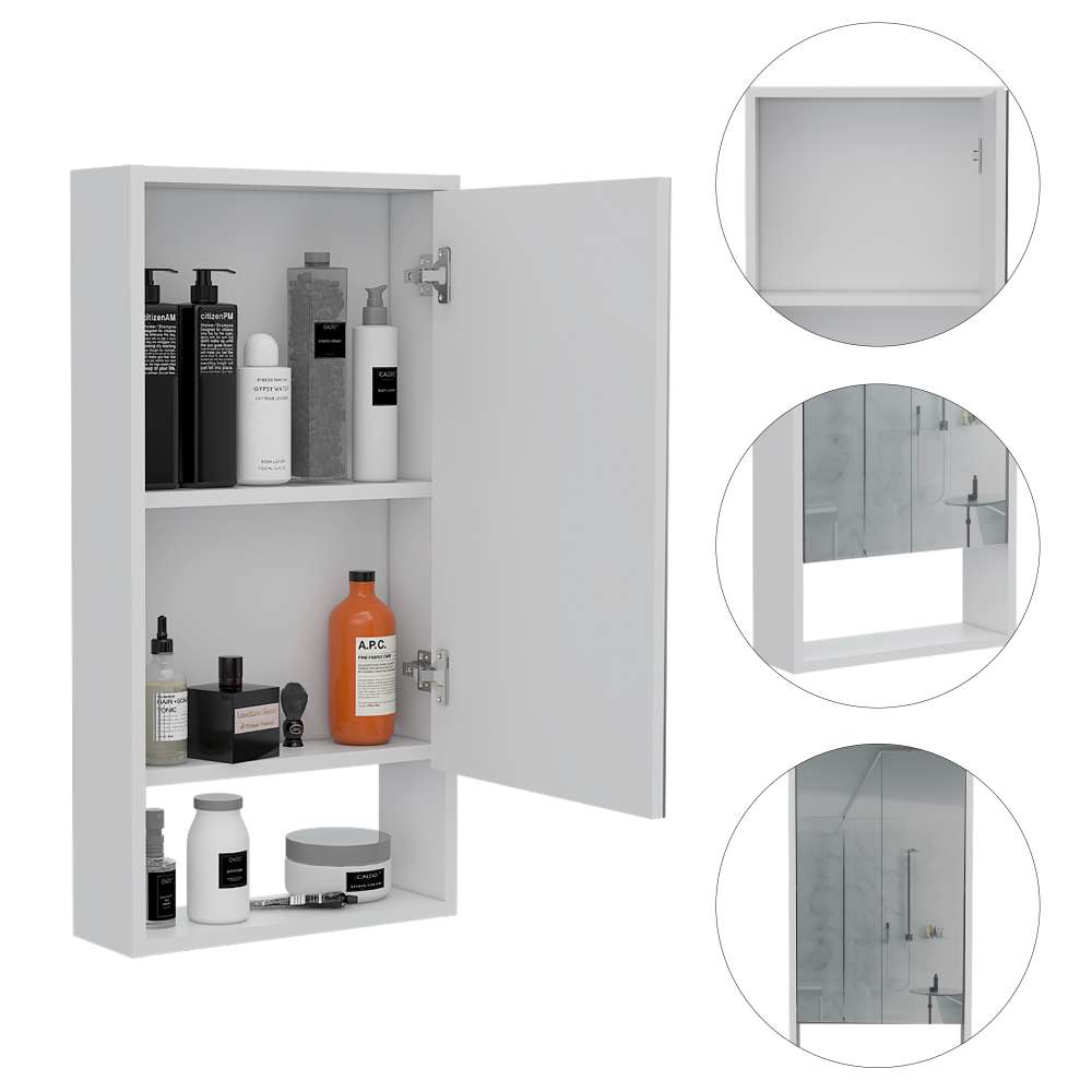 Gabinete de Baño Mariana Blanco 45.5x90cm Rectangular con Espejo y con Dos Entrepaños - Gabinetes | Bylmo