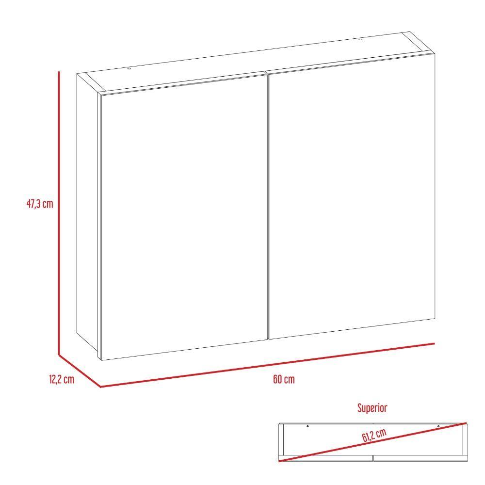 Gabinete Neve Blanco 47 cm con Dos Puertas y Espejo - Gabinetes | Bylmo