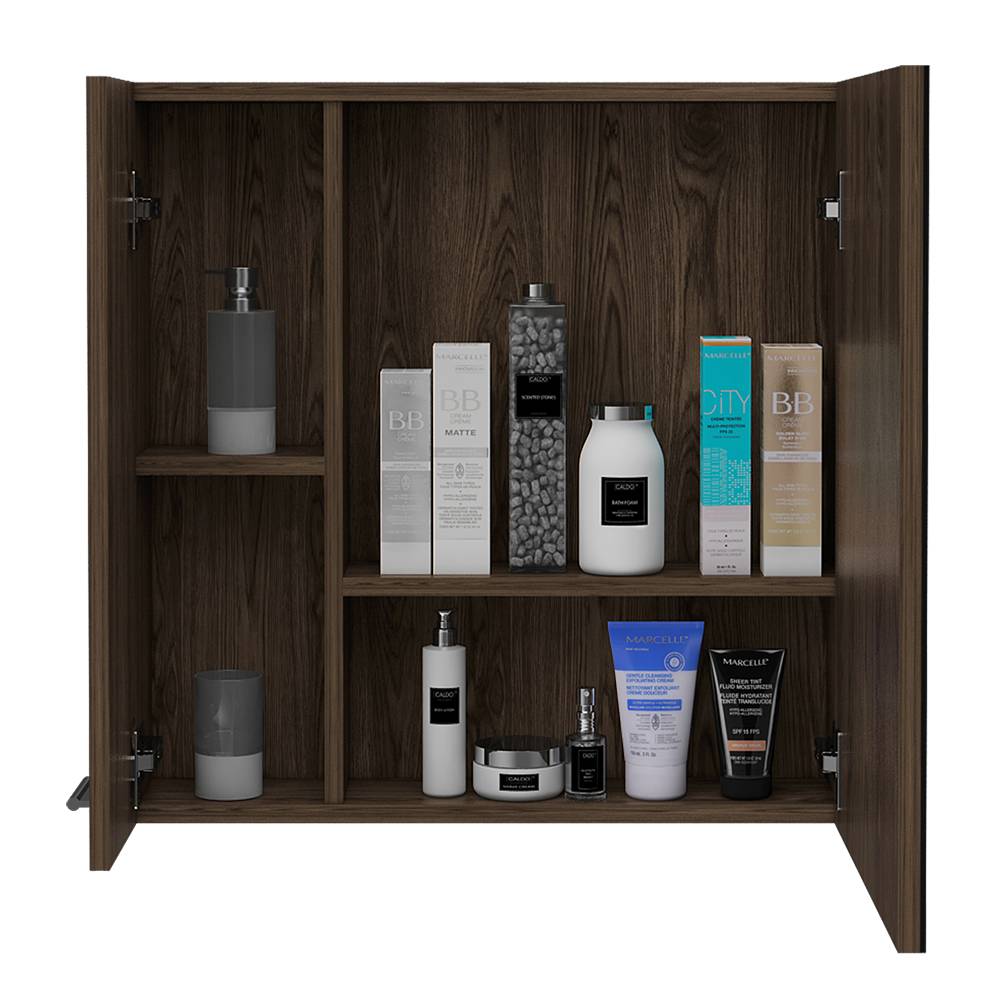 Gabinete de Baño Sines Coñac 60x60cm Cuadrado con Espejo y con Dos Entrepaños - Gabinetes | Bylmo