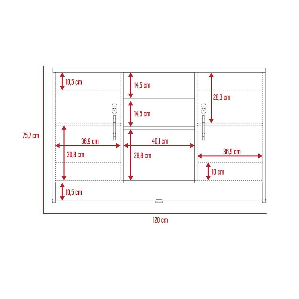 Arrimo Home Wengue y Coñac 120 cm Con Cerraduras - Bifes | Bylmo
