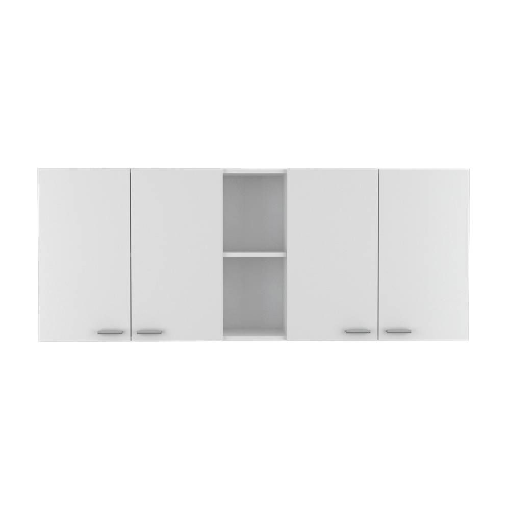 Mueble Superior de Cocina Portofino Blanco 150x60cm con Dos Entrepaños y con Cuatro Puertas - Cocinas | Bylmo