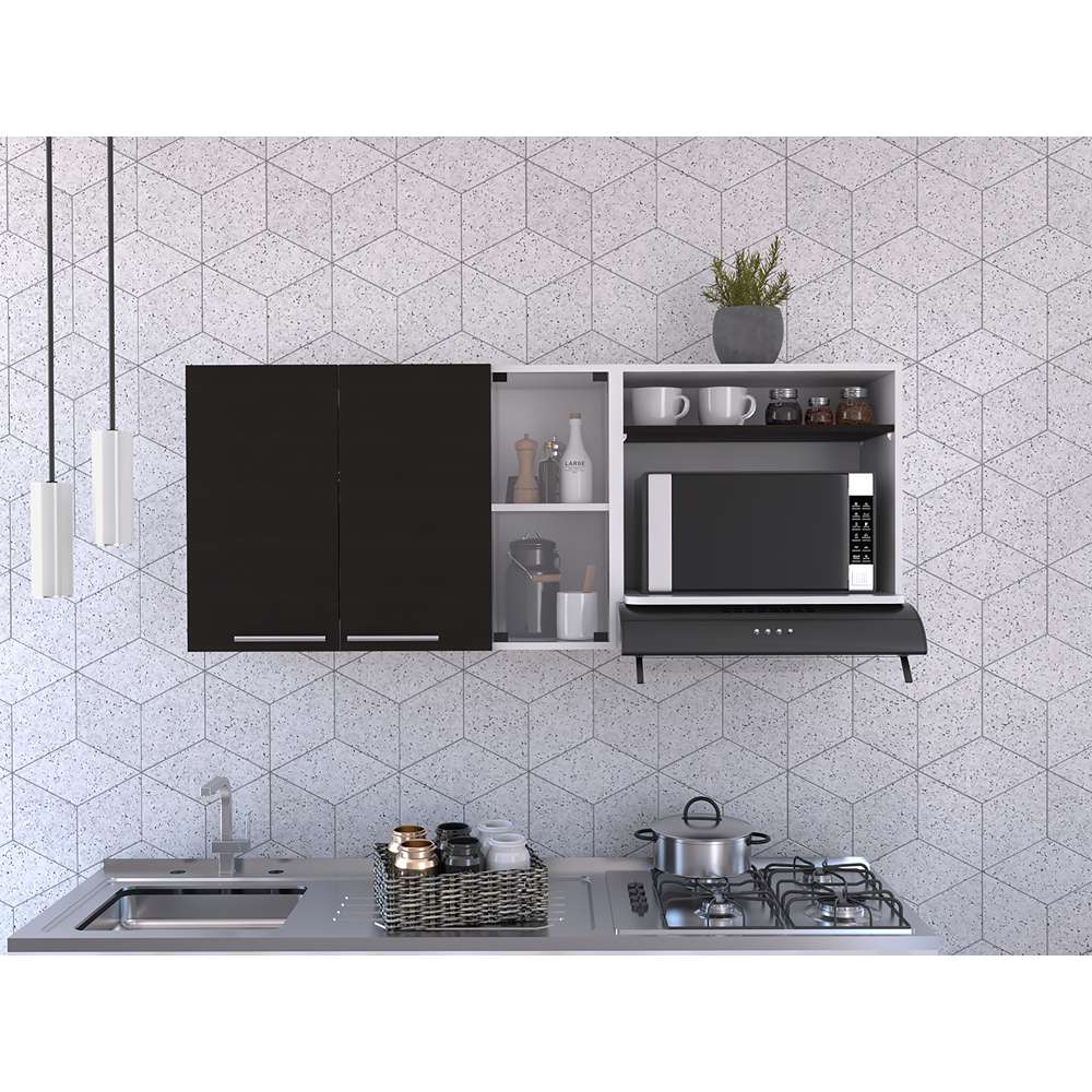Mueble Superior de Cocina Blanco 150x60.2cm con Dos Entrepaños y con Tres Puertas - Cocinas | Bylmo