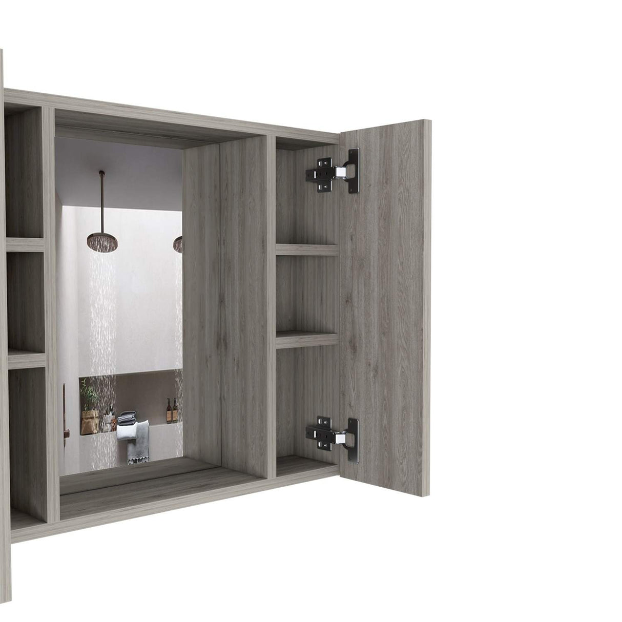 Gabinete de Baño Artemisa Ceniza 60x50cm Cuadrado con Espejo y con Cuatro Entrepaños - Gabinetes de Baño | Bylmo