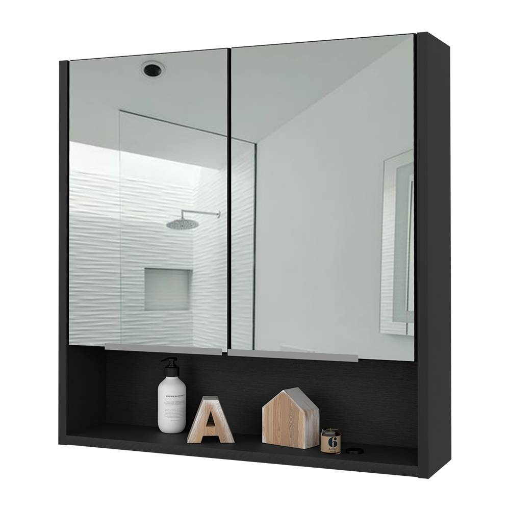 Gabinete de Baño Jaspe Wengue 60x62.5cm Cuadrado con Espejo y con Tres Entrepaños - Gabinetes | Bylmo
