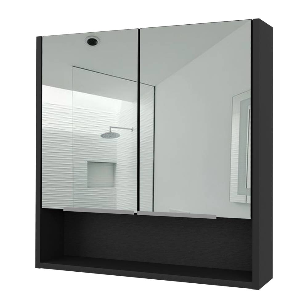 Gabinete de Baño Jaspe Wengue 60x62.5cm Cuadrado con Espejo y con Tres Entrepaños - Gabinetes | Bylmo