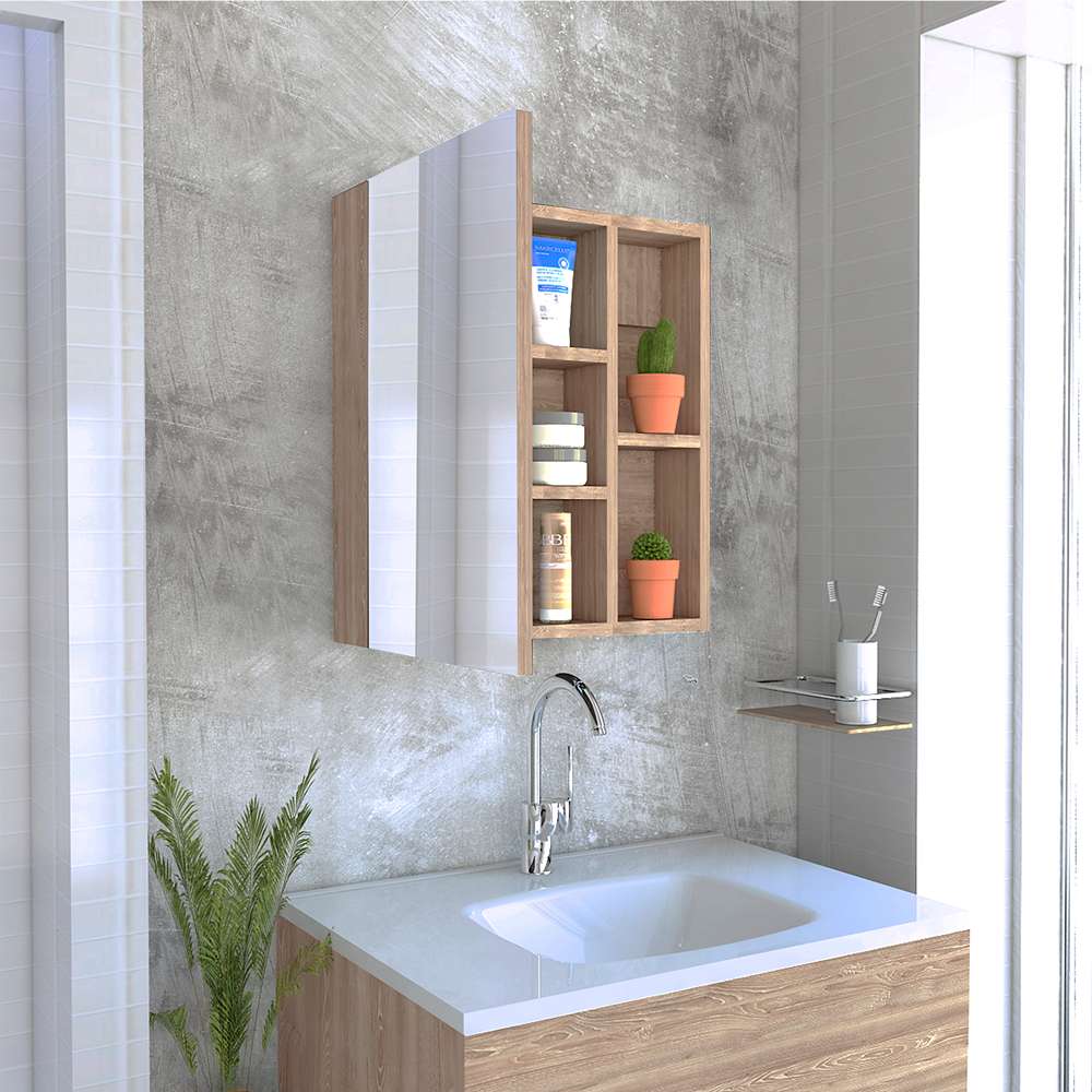 Gabinete Labelle Miel 45 cm con Espejo y Entrepaños - Gabinetes | Bylmo