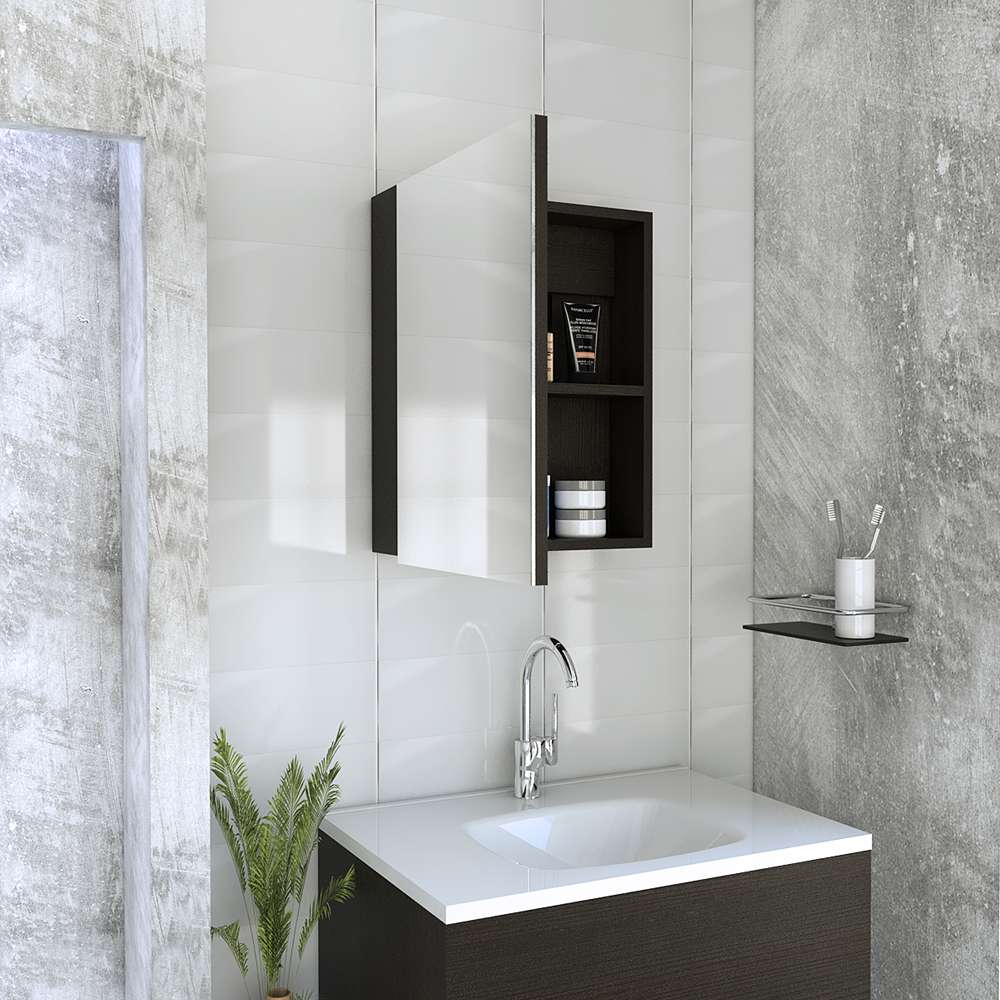 Gabinete Lumo Wengue 40 cm con Espejo - Gabinetes | Bylmo