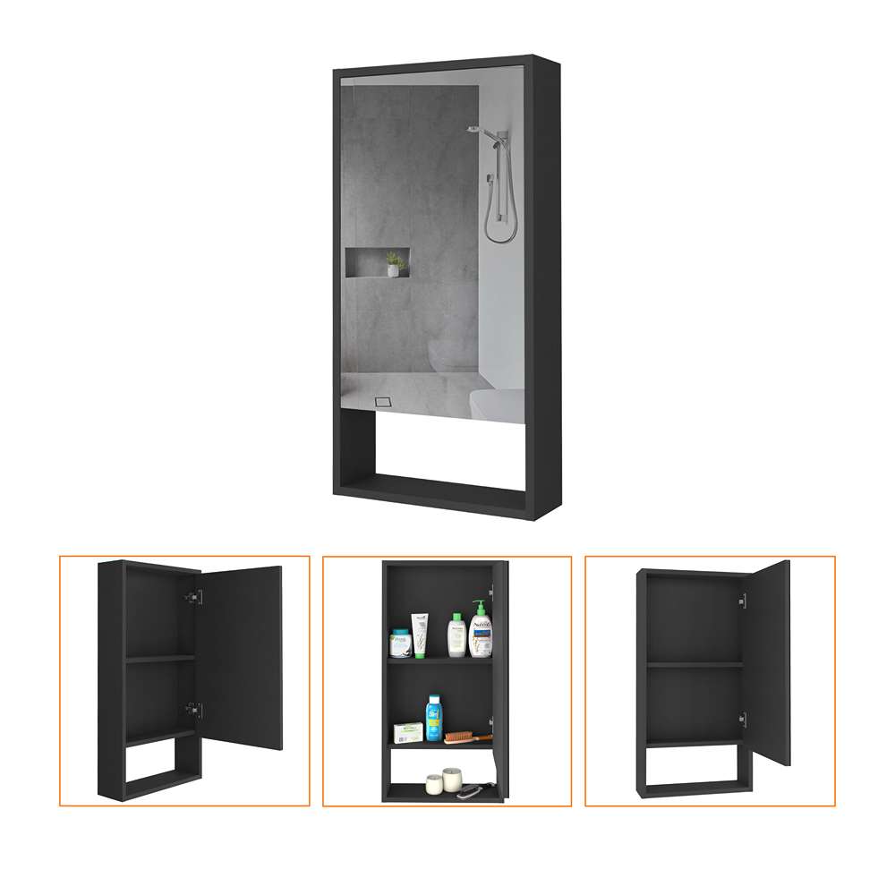 Gabinete de Baño Mariana Wengue 45.5x90cm Rectangular con Espejo y con Dos Entrepaños - Gabinetes | Bylmo