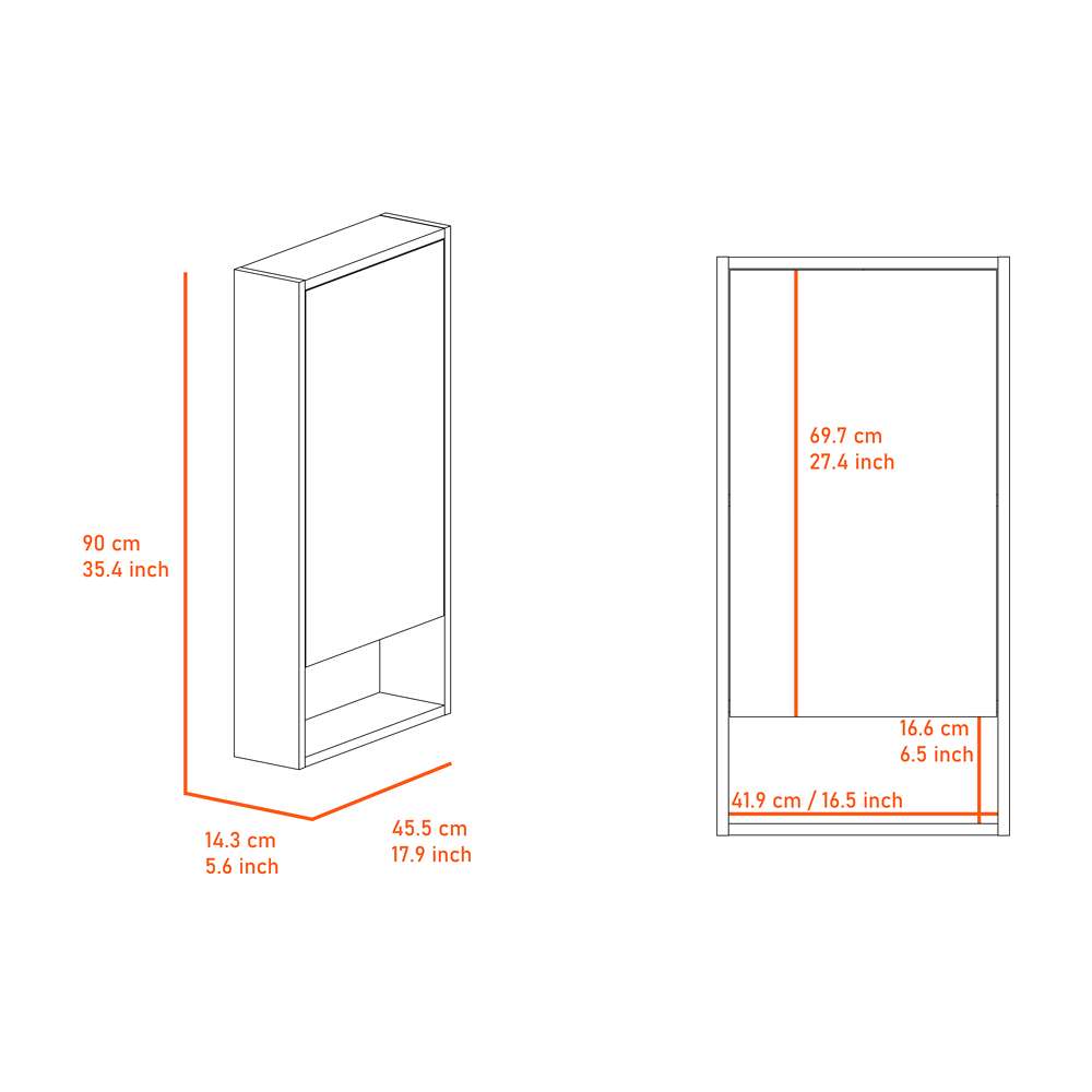 Gabinete de Baño Mariana Wengue 45.5x90cm Rectangular con Espejo y con Dos Entrepaños - Gabinetes | Bylmo