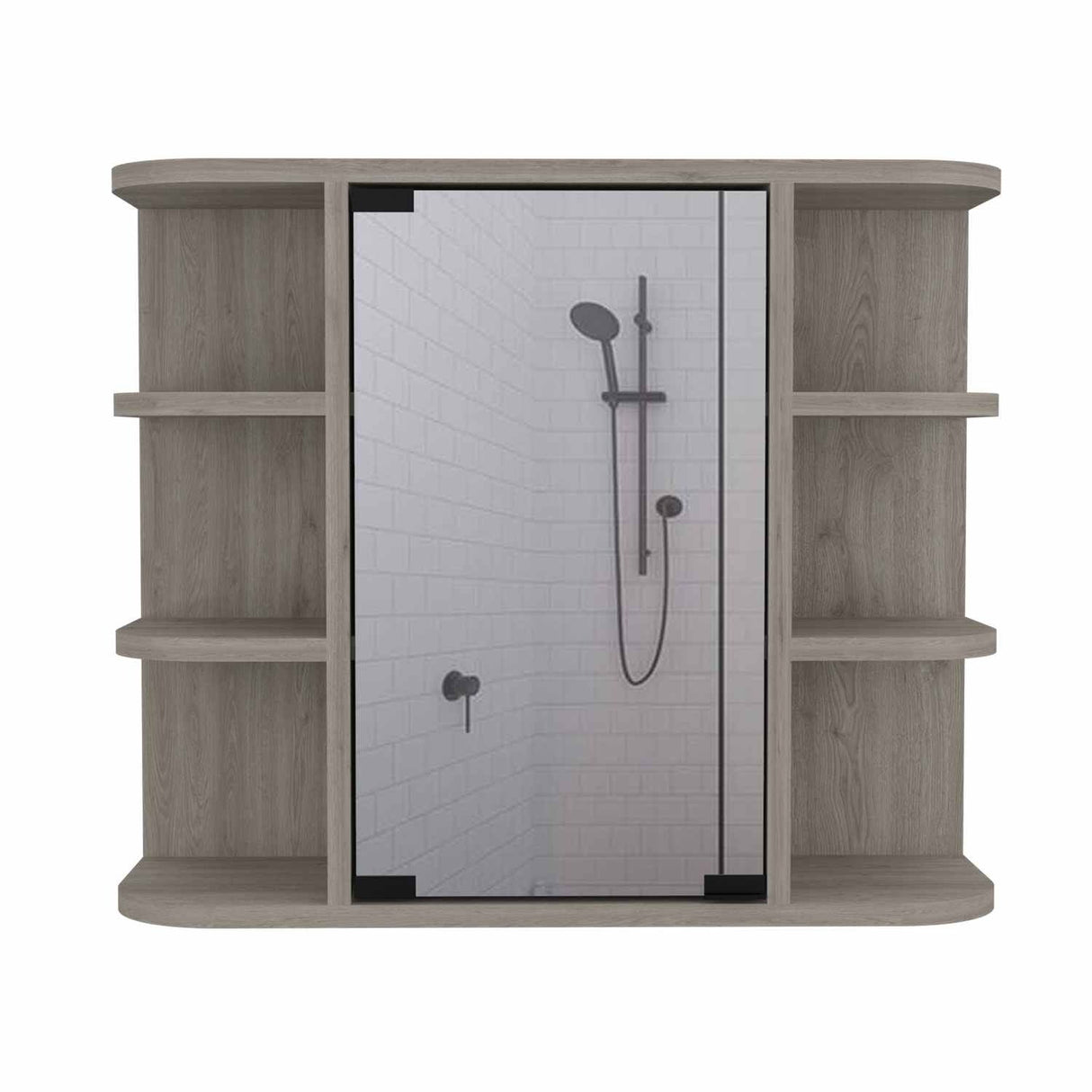 Gabinete de Baño Milan Ceniza 60x50cm Cuadrado con Espejo y con Cuatro Entrepaños - Gabinetes de Baño | Bylmo