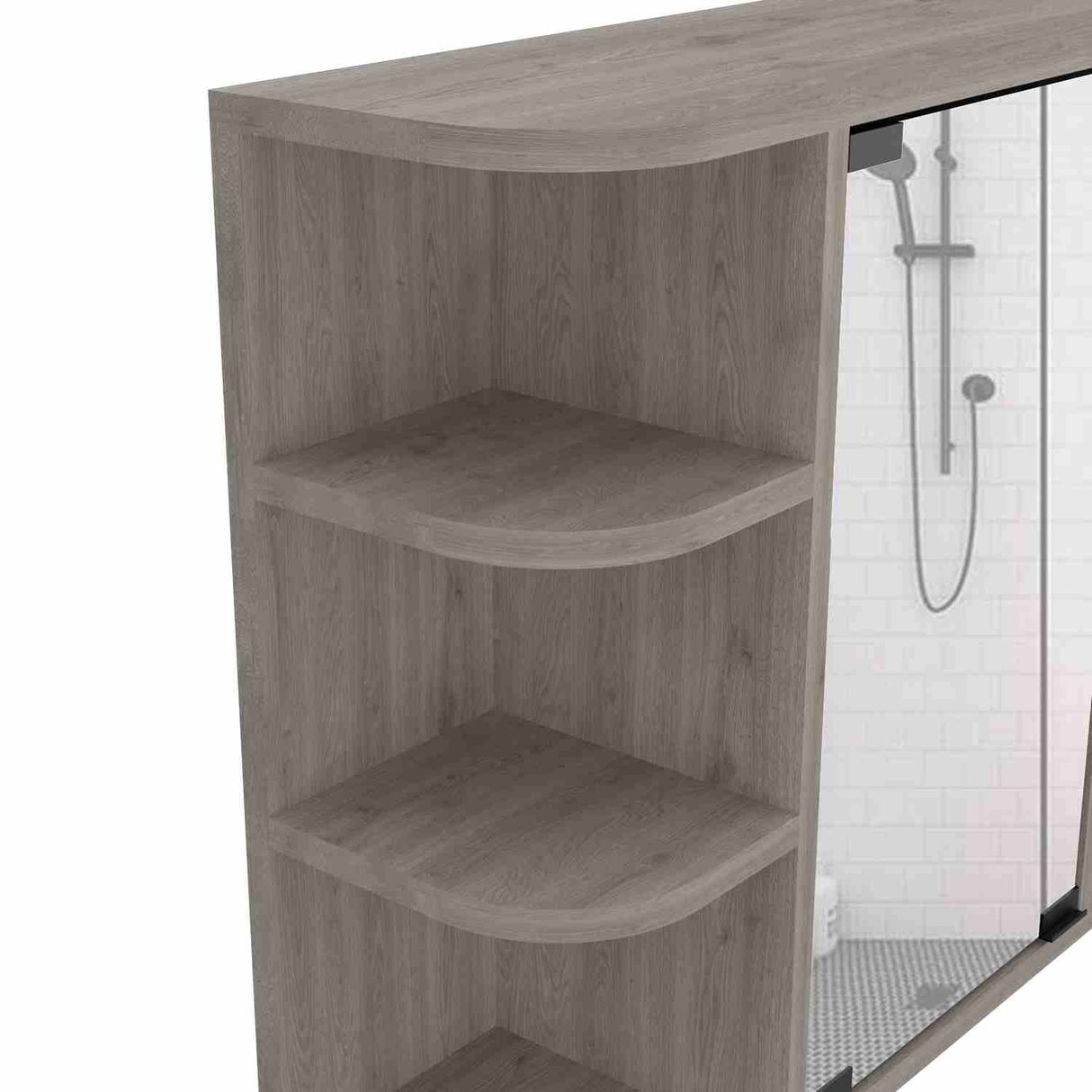 Gabinete de Baño Milan Ceniza 60x50cm Cuadrado con Espejo y con Cuatro Entrepaños - Gabinetes de Baño | Bylmo