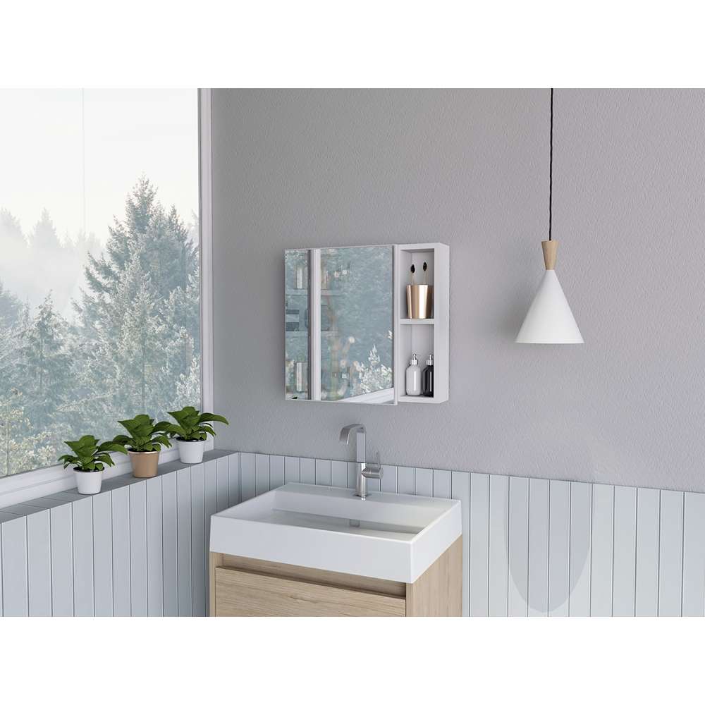 Gabinete Omari Blanco 50 cm con Espejo y Entrepaños - Gabinetes | Bylmo