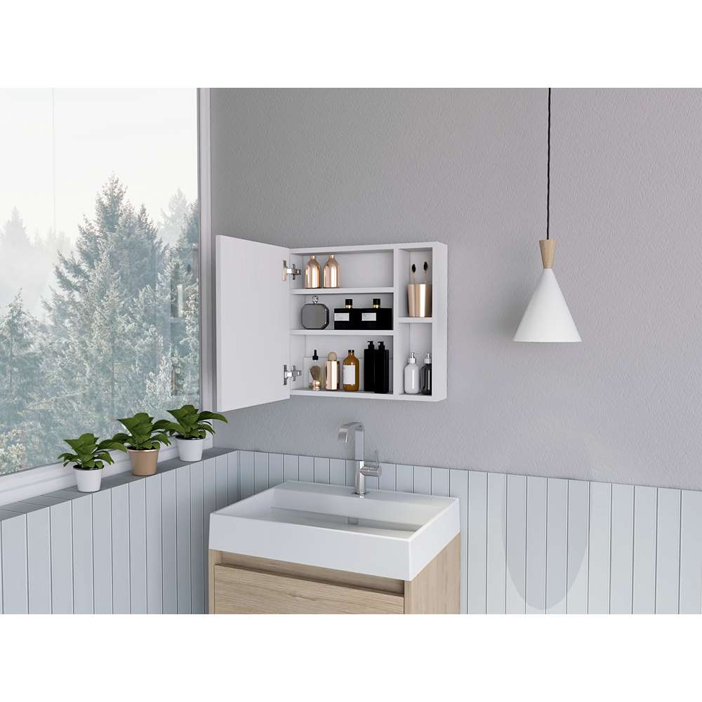 Gabinete Omari Blanco 50 cm con Espejo y Entrepaños - Gabinetes | Bylmo