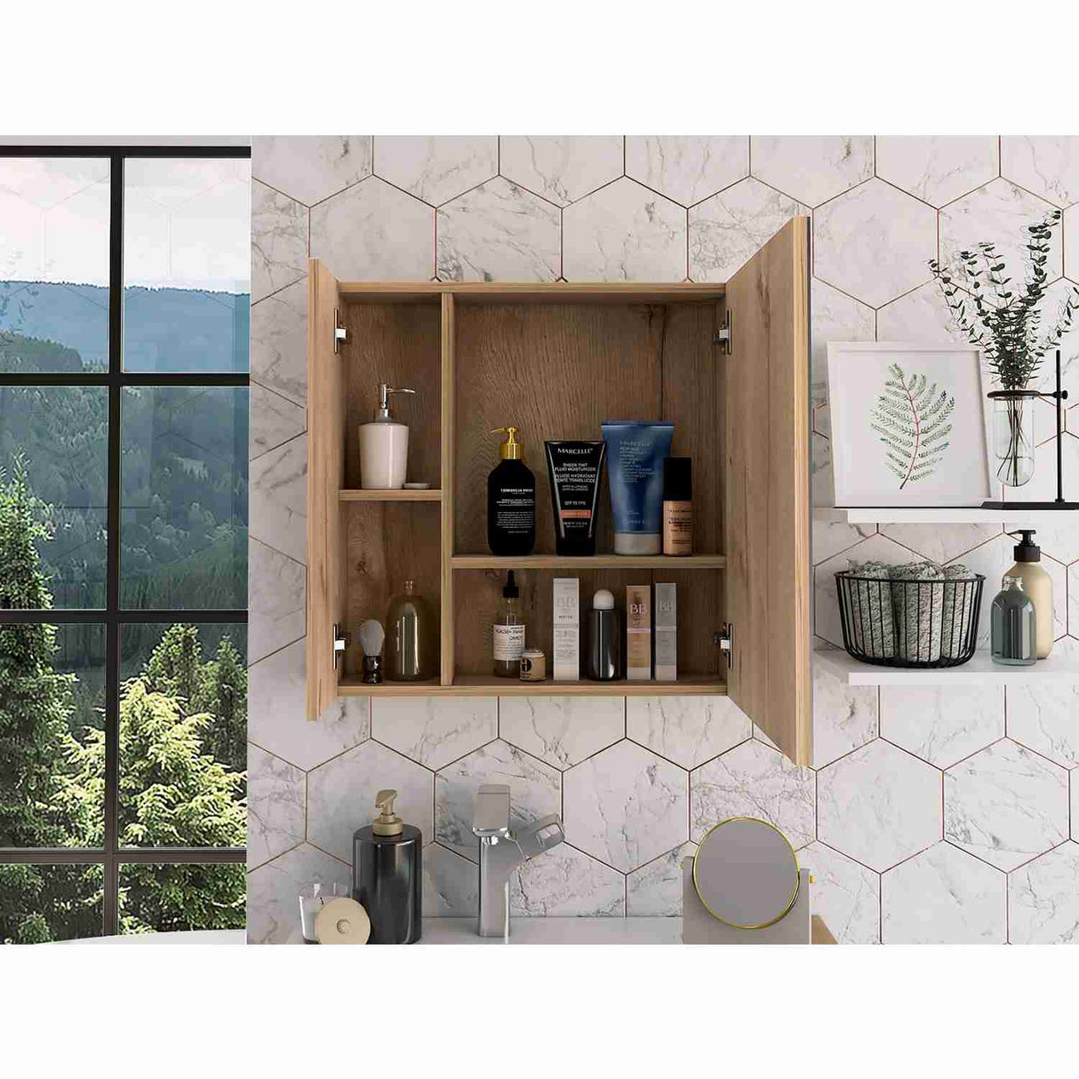 Gabinete de Baño Sines Duna 60x60cm Cuadrado con Espejo y con Dos Entrepaños - Gabinetes de Baño | Bylmo