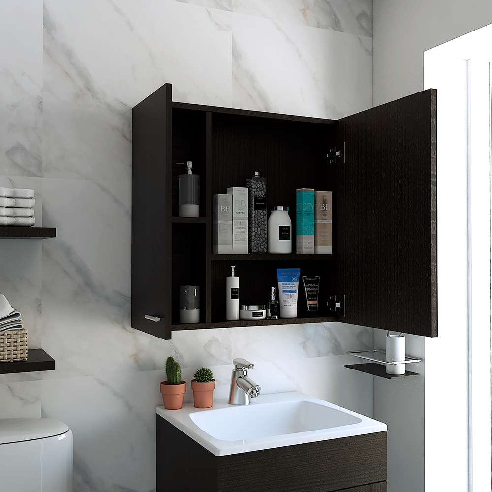 Gabinete Sines Wengue 60 cm con Dos Puertas y Espejo - Gabinetes | Bylmo