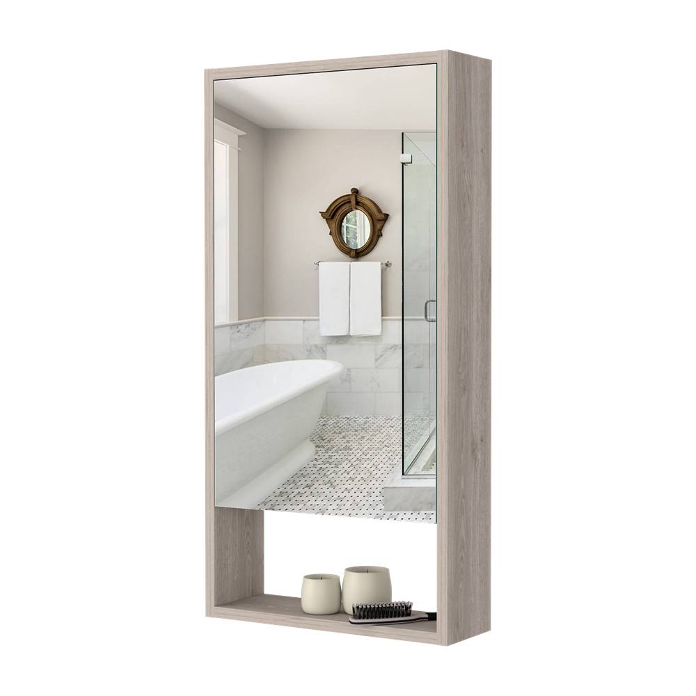 Gabinete de Baño Mariana Ceniza 45.5x90cm Rectangular con Espejo y con Dos Entrepaños - Gabinetes | Bylmo