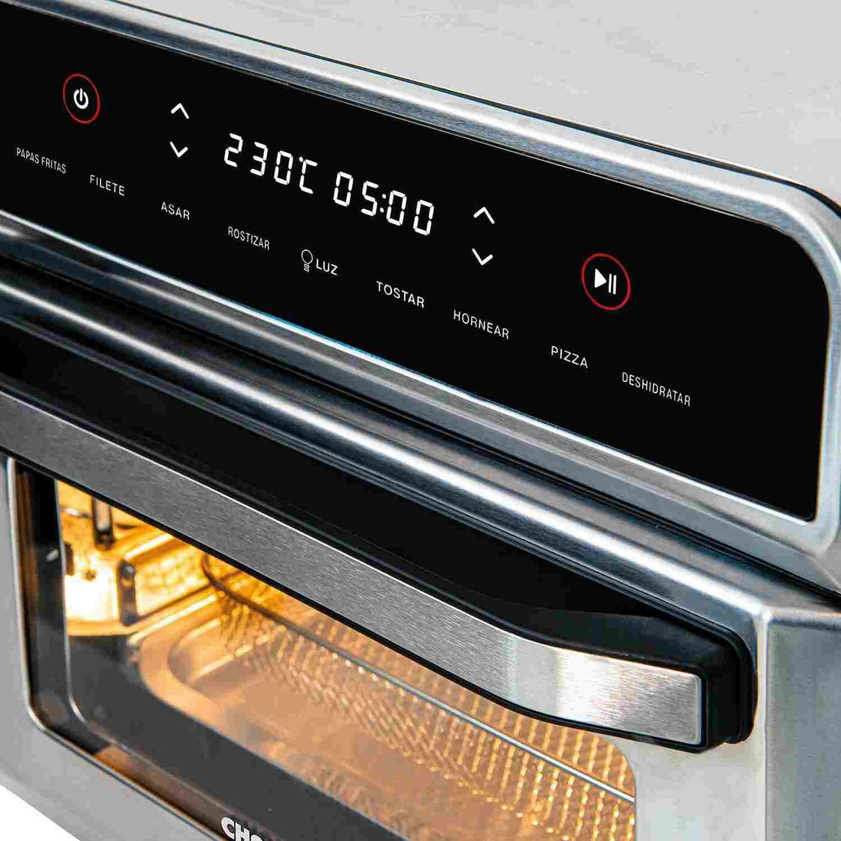 Horno Freidor Acero 41x38cm de 23 Litros con Pantalla Digital y Once Funciones - Electrodomesticos | Bylmo