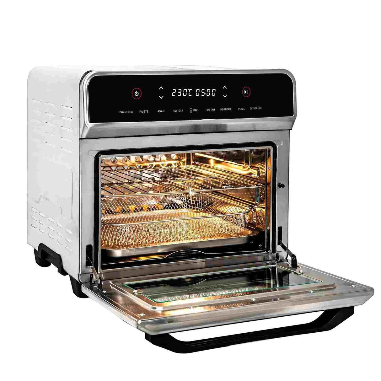 Horno Freidor Acero 41x38cm de 23 Litros con Pantalla Digital y Once Funciones - Electrodomesticos | Bylmo