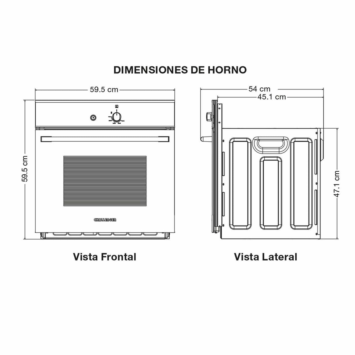 Horno de Empotrar Gas Natural Challenger Negro 60x60cm 53 Litros - Electrodomesticos | Bylmo