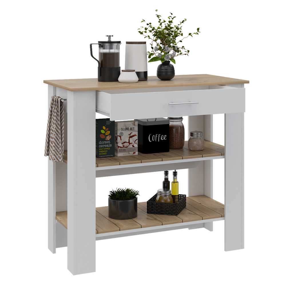 Mueble Auxiliar de Cocina Cala Duna y Blanco 101 cm con Un Cajón y Entrepaños - Muebles Organizadores | Bylmo