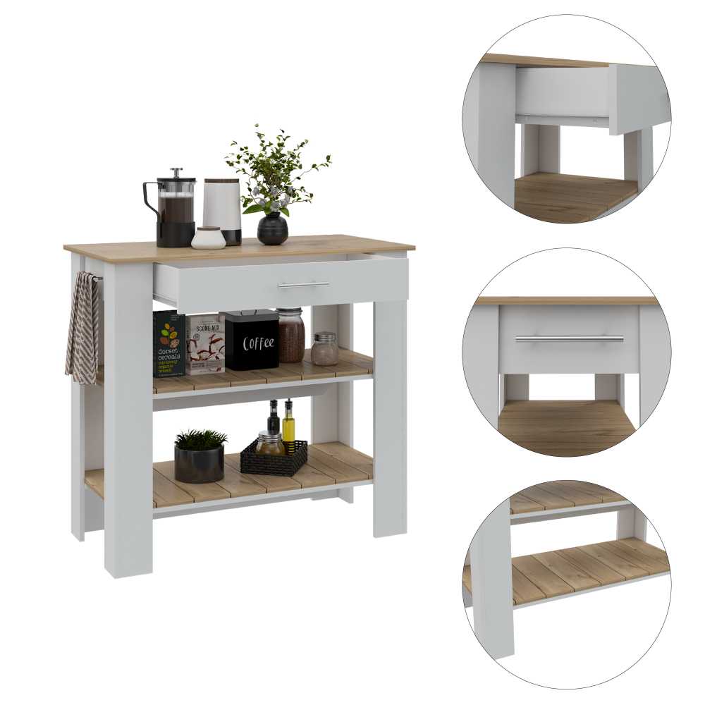 Mueble Auxiliar de Cocina Cala Duna y Blanco 101 cm con Un Cajón y Entrepaños - Muebles Organizadores | Bylmo