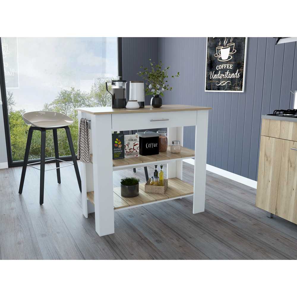 Mueble Auxiliar de Cocina Cala Duna y Blanco 101 cm con Un Cajón y Entrepaños - Muebles Organizadores | Bylmo