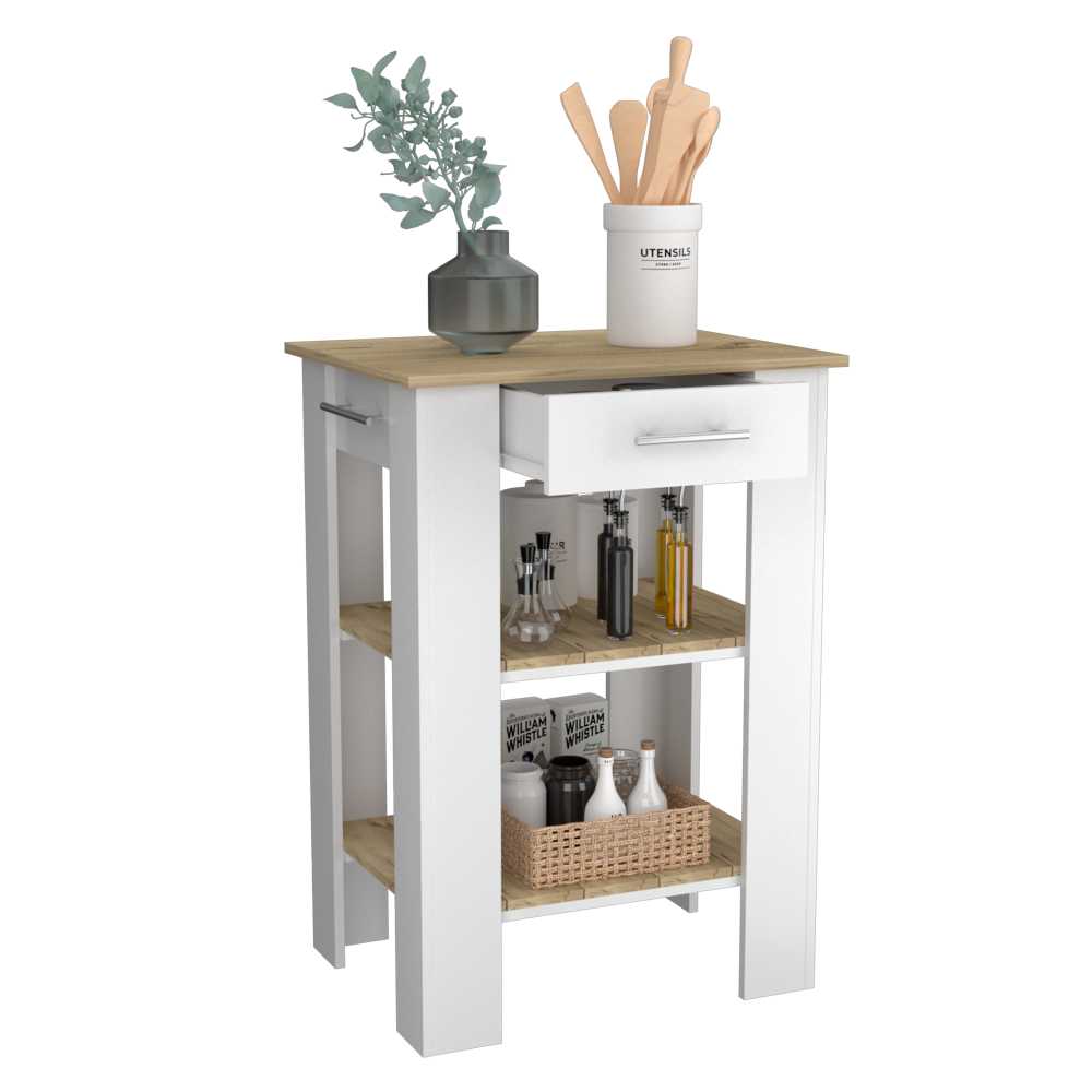 Mueble Auxiliar de Cocina Cala Duna y Blanco 65 cm con Entrepaños - Muebles Organizadores | Bylmo