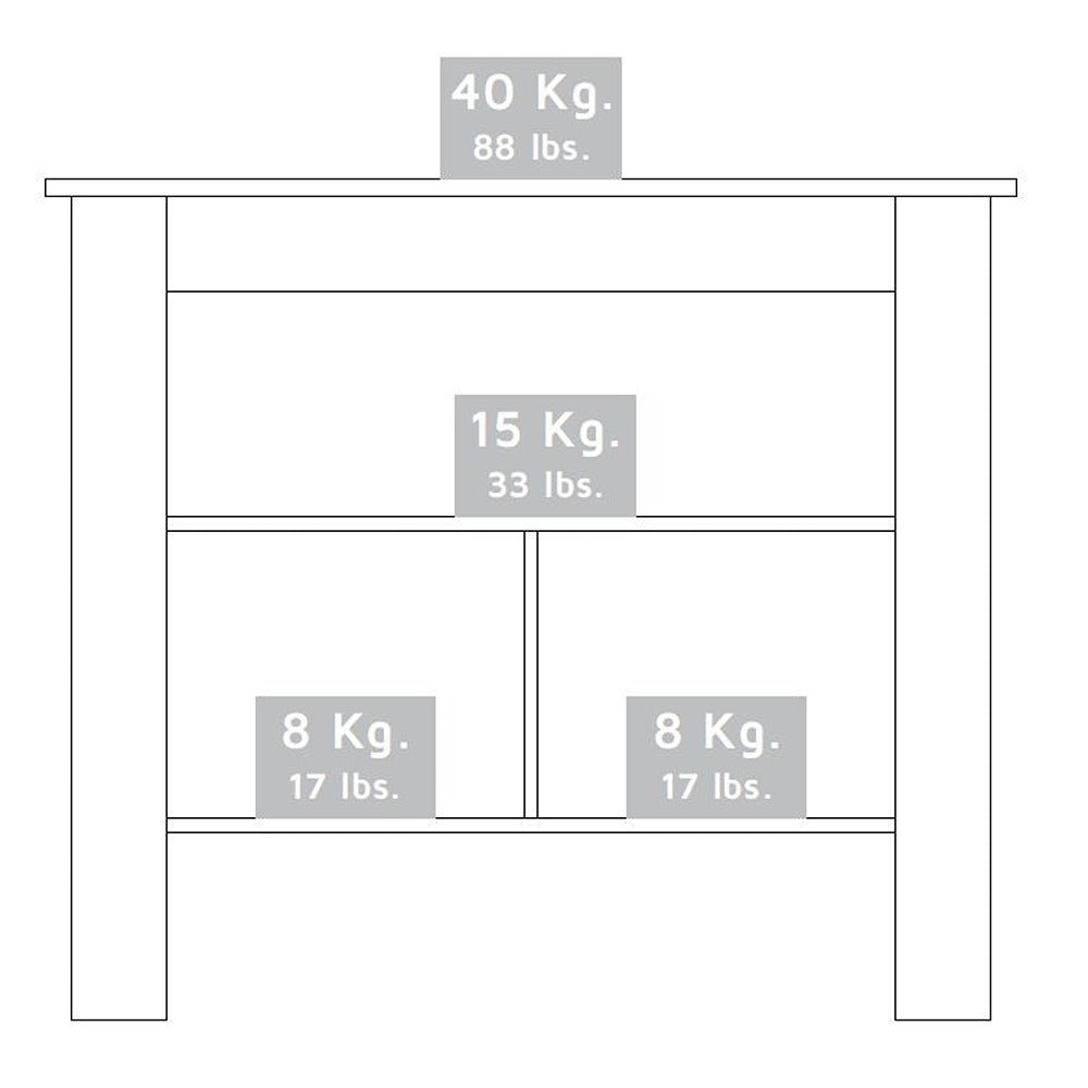 Isla de Cocina Cala Blanco Duna 103 cm con Entrepaños - Barras y Muebles Auxiliares | Bylmo