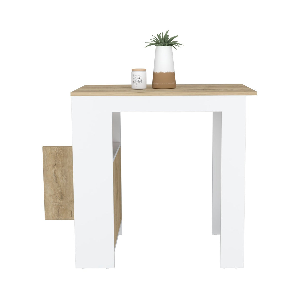 Isla de Cocina Stirling Blanco 92x91cm con Dos Entrepaños y Tres Compartimientos - Barras y Muebles Auxiliares | Bylmo