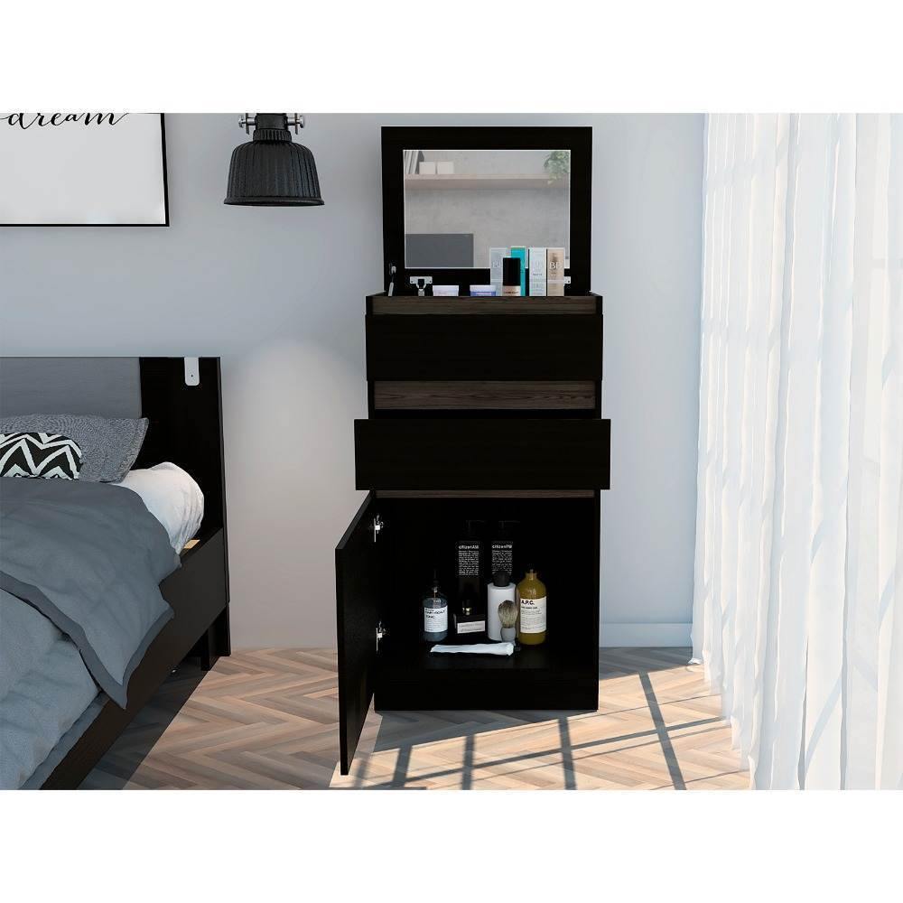 Tocador Kamelot Wengue y Coñac 59 cm con Dos Cajones y Una Puerta - Escritorios y Archivadores | Bylmo