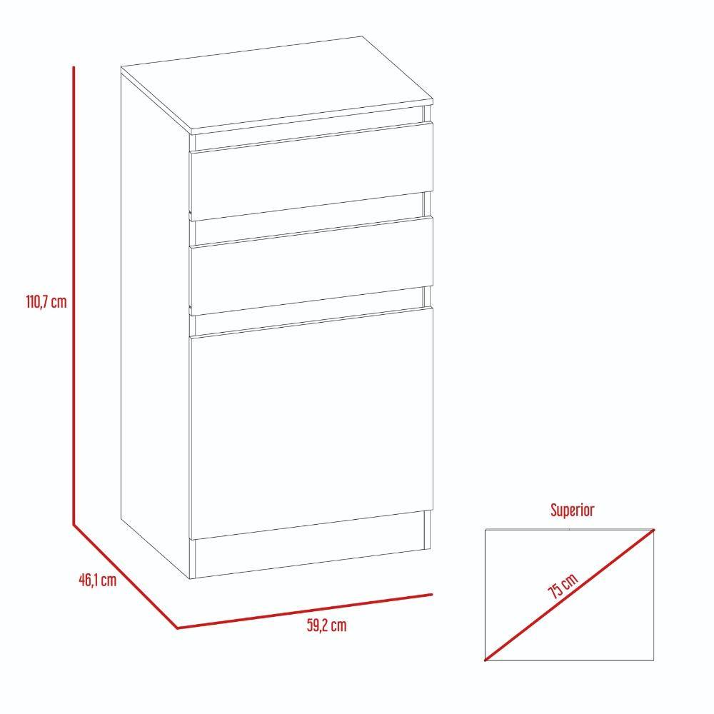 Tocador Kamelot Wengue y Coñac 59 cm con Dos Cajones y Una Puerta - Escritorios y Archivadores | Bylmo