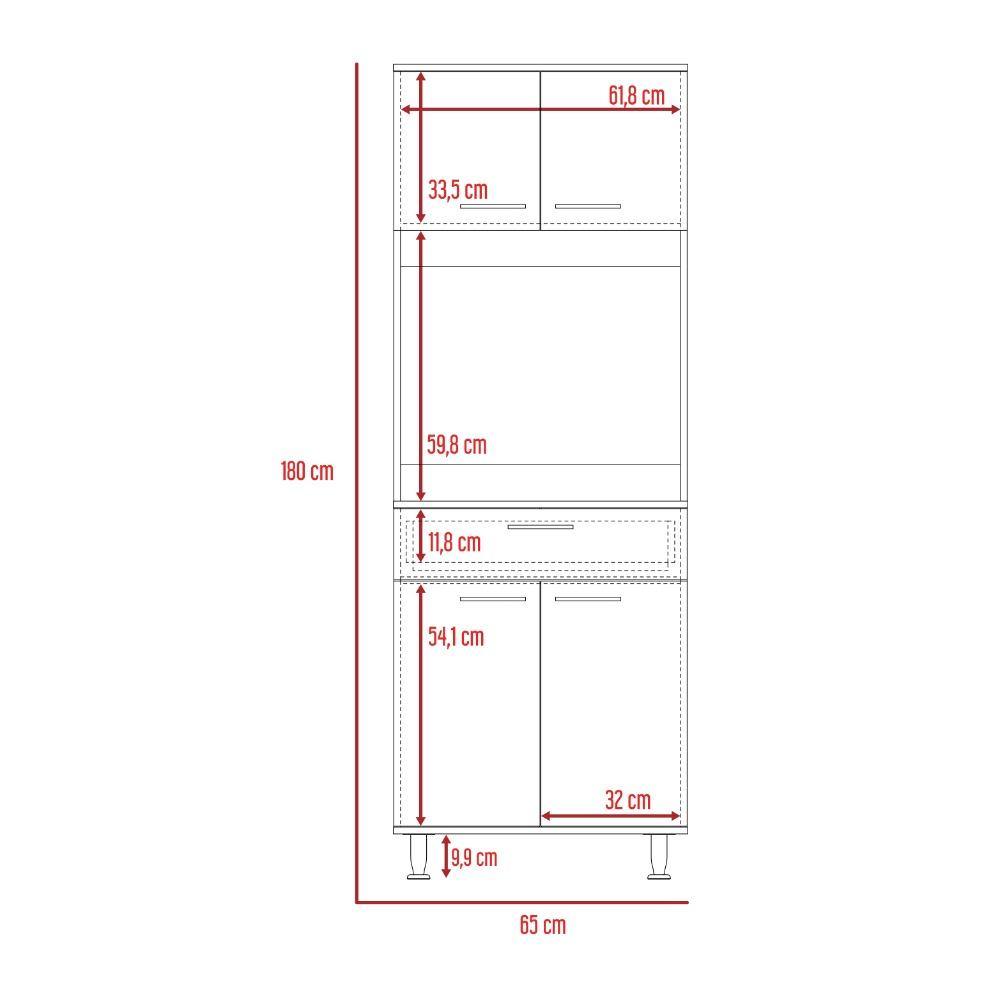 Alacena Norwich Wengue y Blanco 65 cm con Cuatro Puertas y Un Cajón - Muebles Organizadores | Bylmo