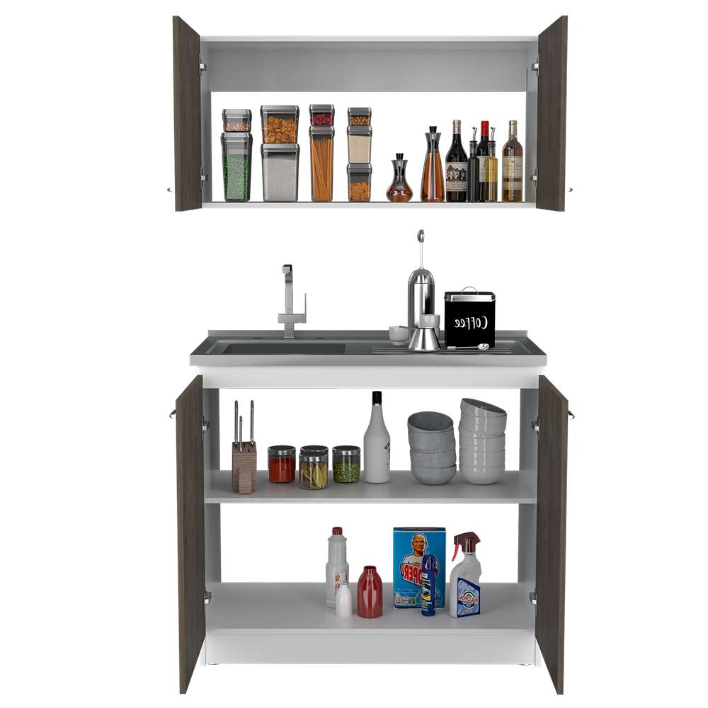 Cocina Nápoles Coñac 100 cm con Mesón - Cocinas | Bylmo