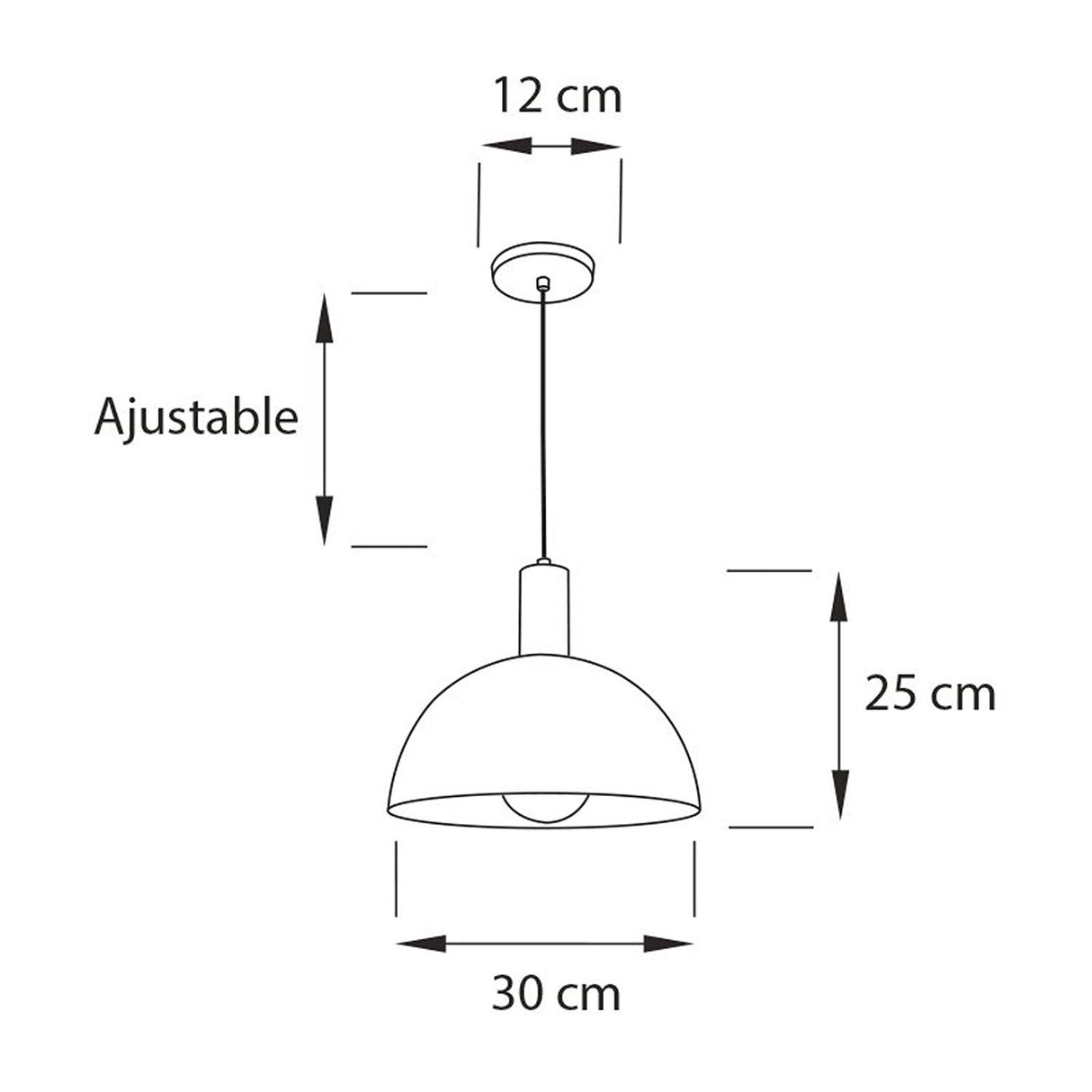 Lámpara Colgante LED Italia Negro 30x25cm para Una Luz Ajustable en Altura y con Bombilla - Iluminacion | Bylmo