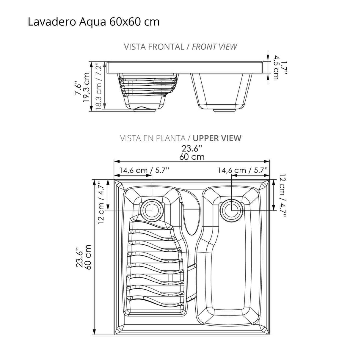 Lavadero Aqua Blanco 60 cm con Almacenamiento y Puertas - Muebles de Aseo y Ropas | Bylmo