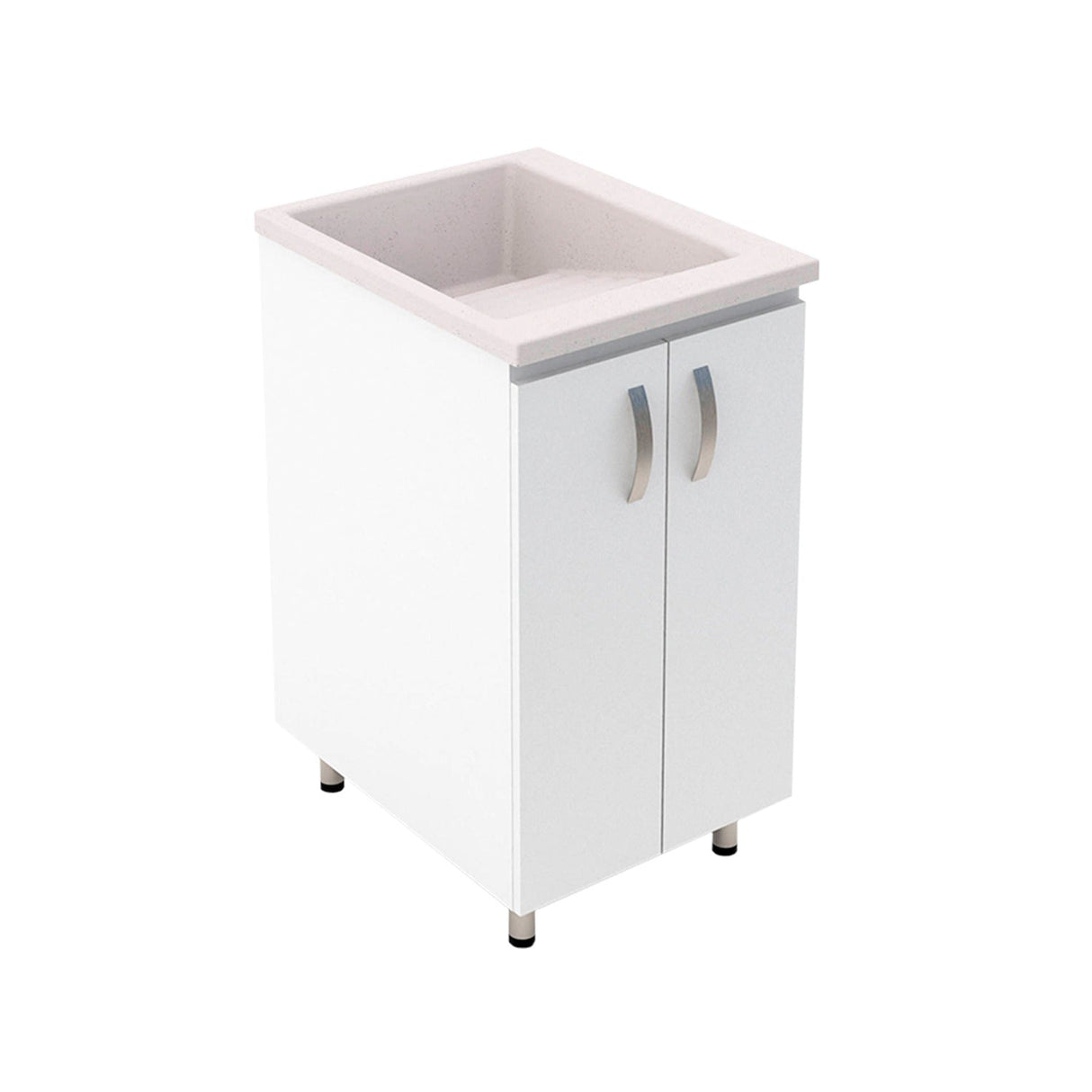 Lavadero Eco Arena y Blanco 48 cm con Almacenamiento y Puertas - Muebles de Aseo y Ropas | Bylmo