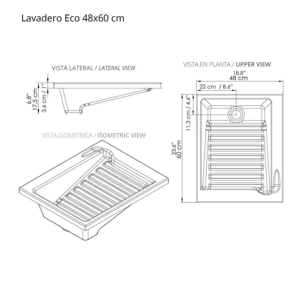 Lavadero Eco Arena y Blanco 48 cm con Almacenamiento y Puertas - Muebles de Aseo y Ropas | Bylmo
