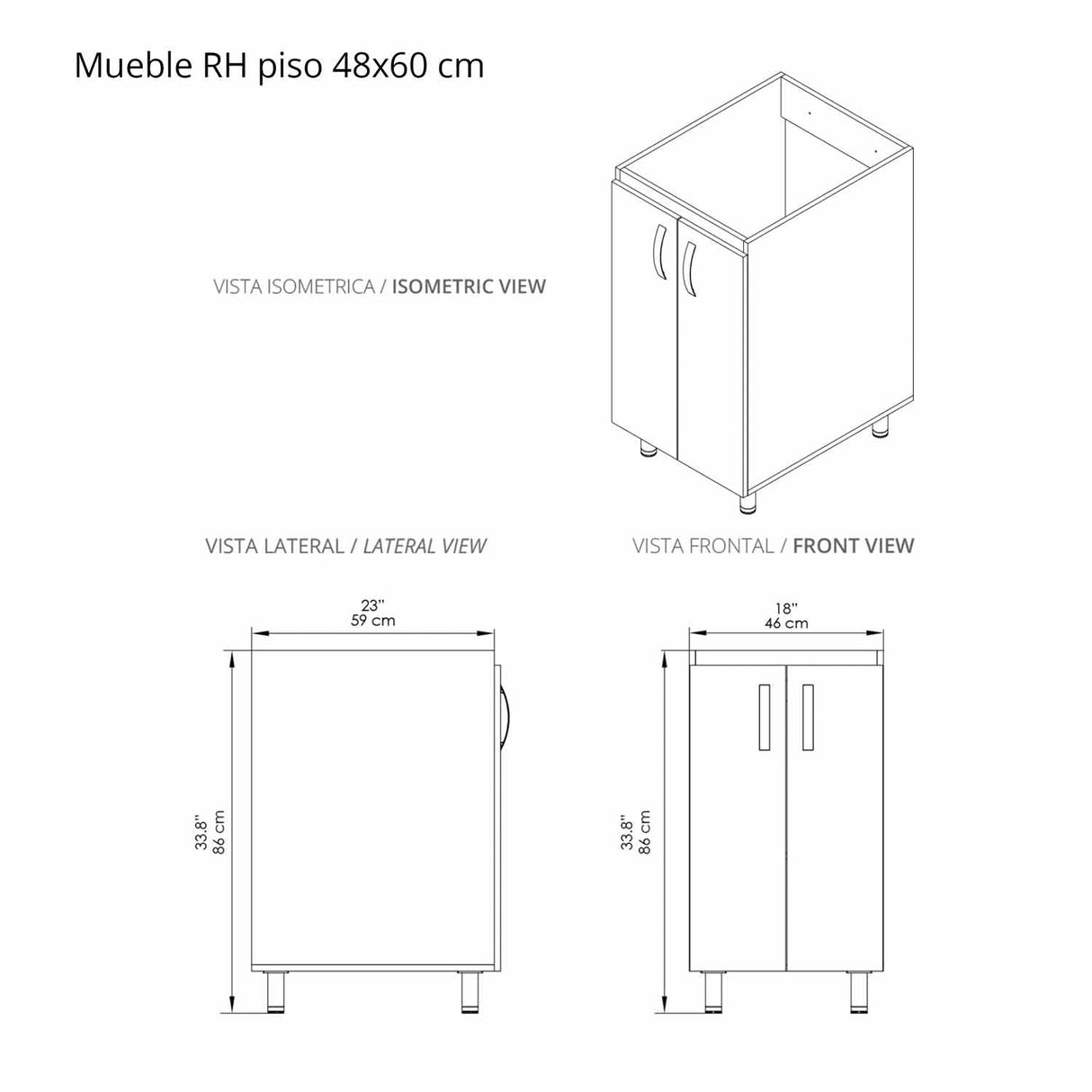 Lavadero Eco Arena y Blanco 48 cm con Almacenamiento y Puertas - Muebles de Aseo y Ropas | Bylmo
