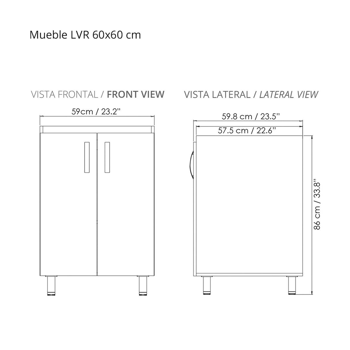 Lavadero Eco Arena y Blanco 60 cm con Almacenamiento y Puertas - Muebles de Aseo y Ropas | Bylmo