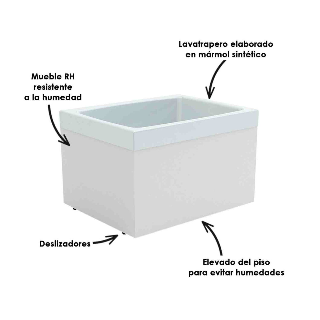 Lavatrapero Pro Blanco 46 cm con Escurridor - Muebles de Aseo y Ropas | Bylmo