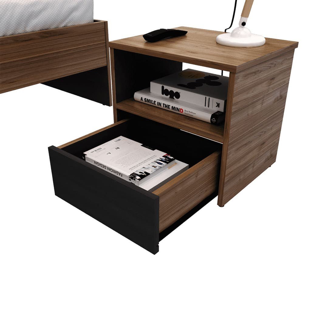 Combo Cama y Mesa de Noche Gales 104.4x36cm para Colchón Sencillo 100 X 190 Cm - Camas | Bylmo